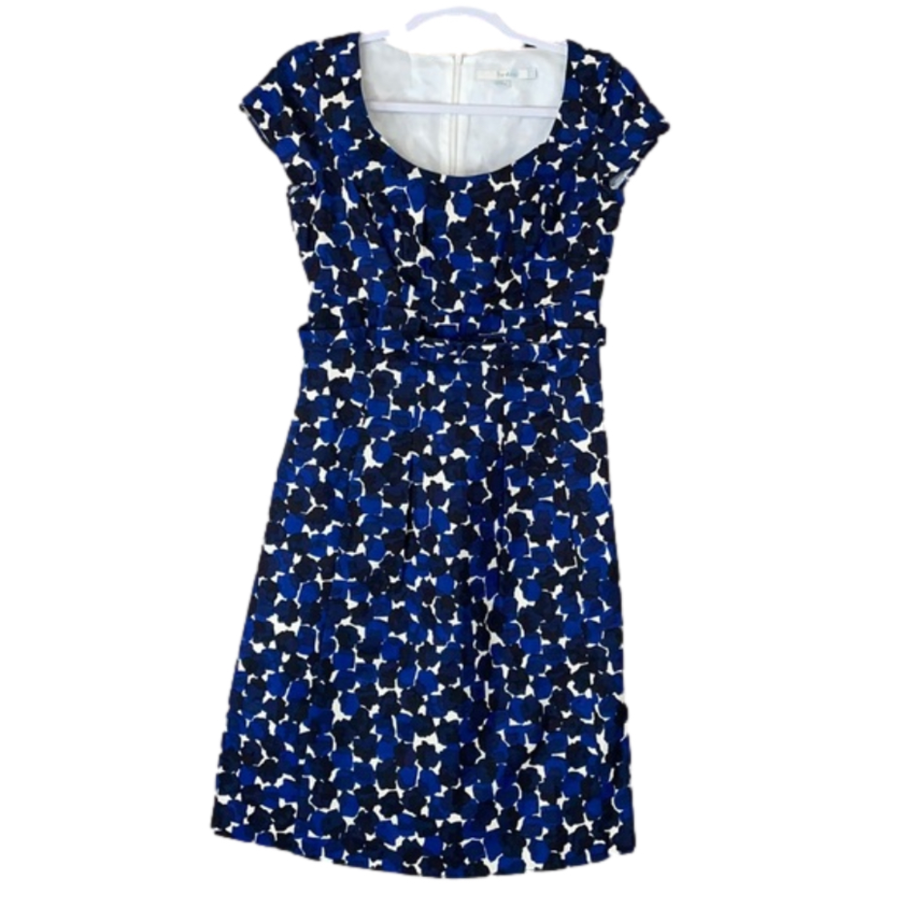 Boden Grace dress blue white black belted Size 4